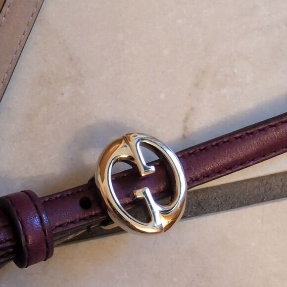 Gucci Belt GG Maroon Leather Thin US Burgundy Red Size 38 main image 4